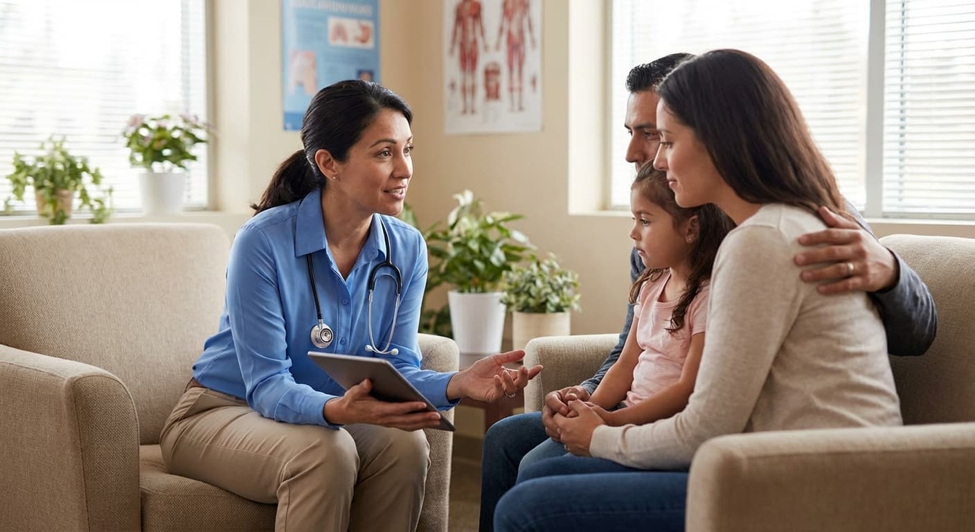 Child undergoing a developmental assessment with a specialist