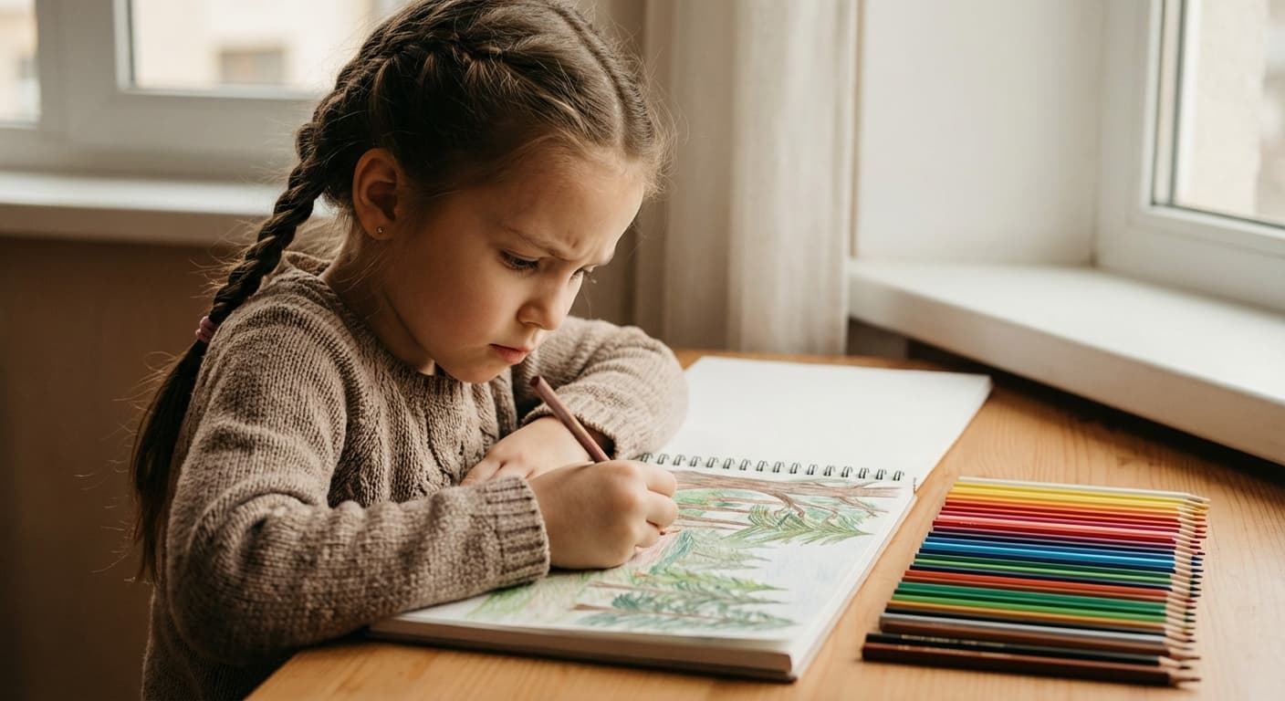 Young girl focused on a creative activity, representing unique autism presentation