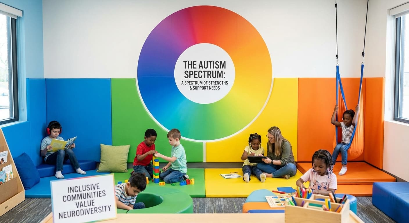 Visual representation of the autism spectrum as a color wheel, representing diverse support needs